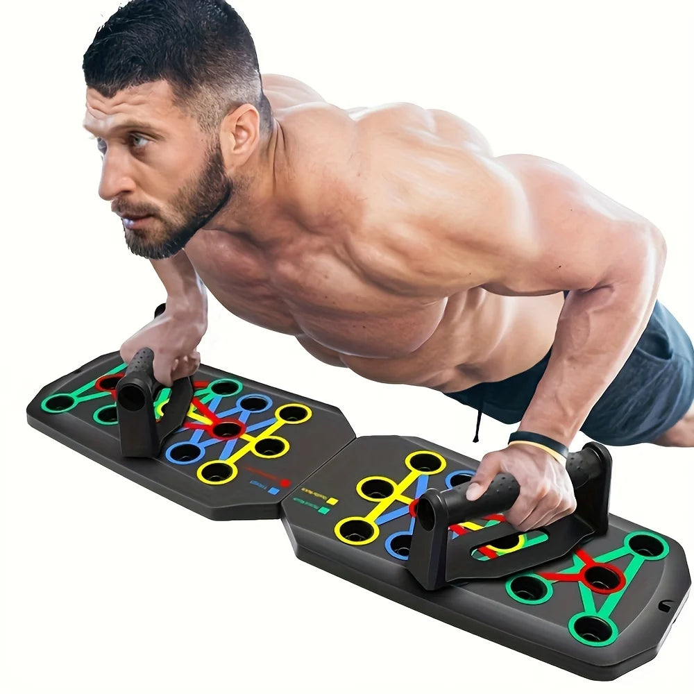 Portable Folding Push-Up Board, Multi-Functional Anti-Slip Mat with Handle, Home Fitness Exercise for Chest, Abdomen and Arms