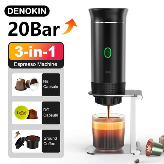 Wireless Electric Portable Espresso Coffee Machine for Car & Home Camping Coffee Maker 3-In-1 Capsule Powder Travel Coffee Maker